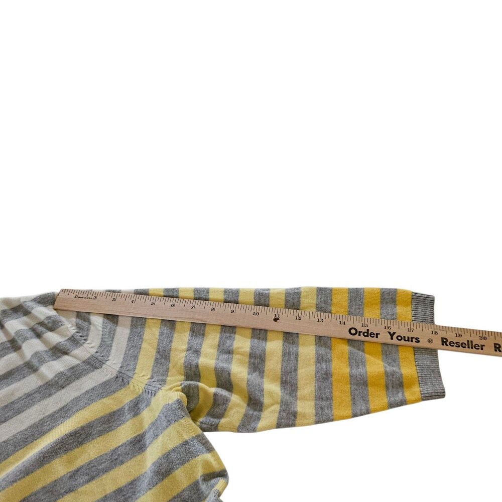 Talbots Sweater 2X Ombre Stripe Yellow Gray White 3/4 Sleeve Preppy Crew Neck - Picture 9 of 9